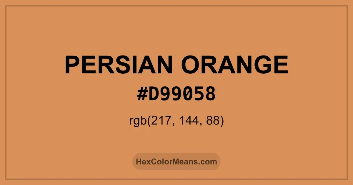 Clear image showing Persian Orange color swatch with hex value #D99058 and RGB value (217,144,88)