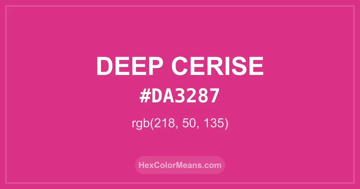 Clear image showing Deep Cerise color swatch with hex value #DA3287 and RGB value (218,50,135)