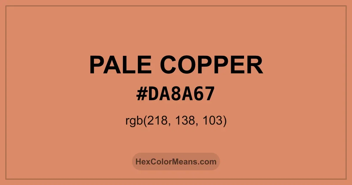 Clear image showing Pale Copper color swatch with hex value #DA8A67 and RGB value (218,138,103)
