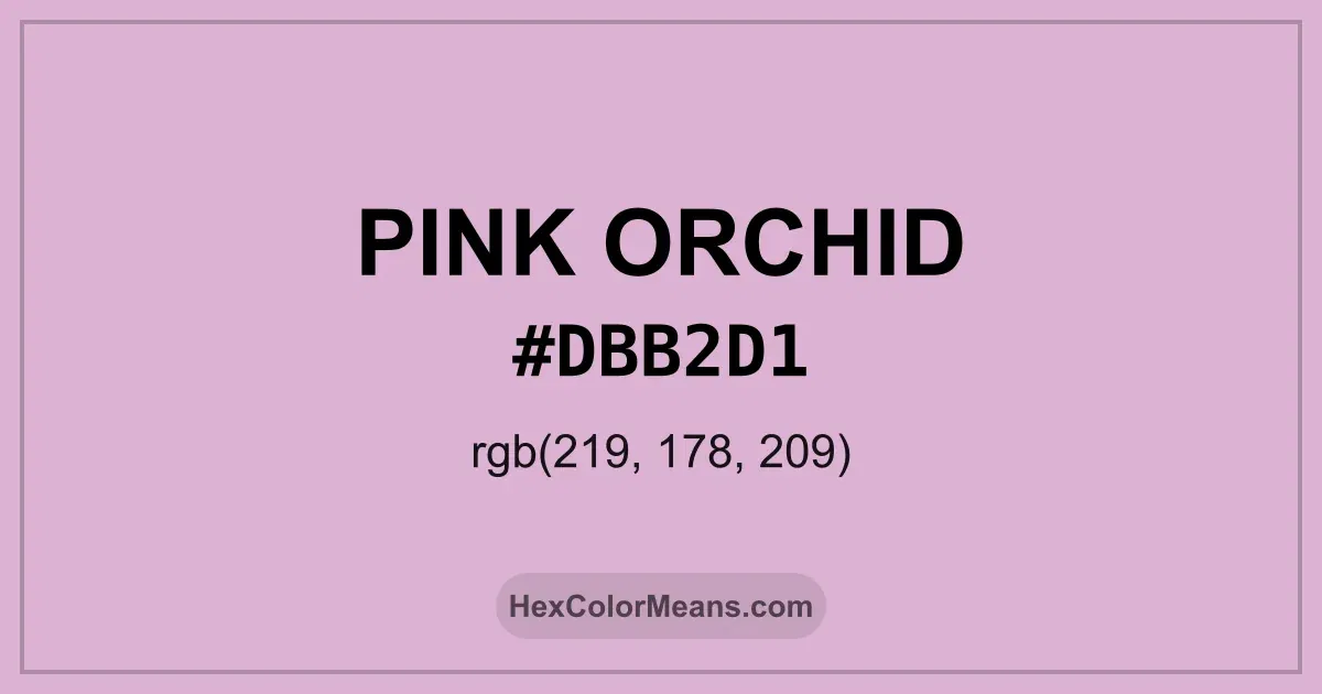Clear image showing Pink Orchid color swatch with hex value #DBB2D1 and RGB value (219,178,209)