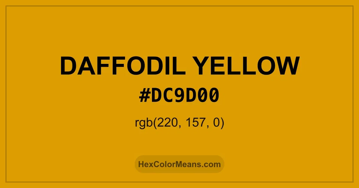Clear image showing Daffodil Yellow color swatch with hex value #DC9D00 and RGB value (220,157,0)