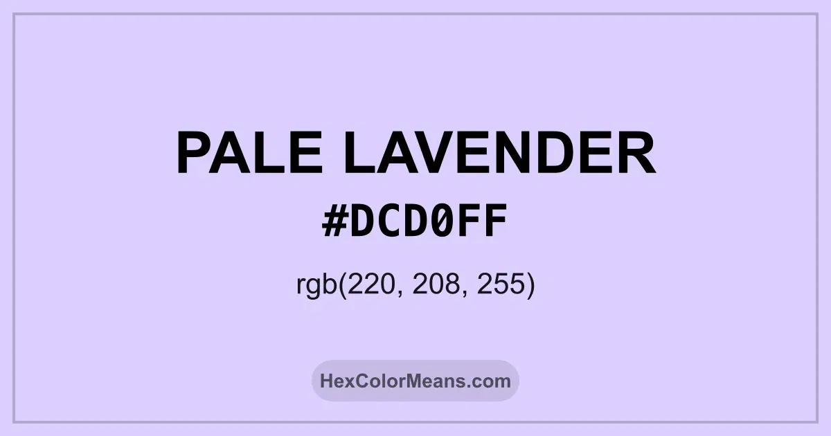 Clear image showing Pale Lavender color swatch with hex value #DCD0FF and RGB value (220,208,255)