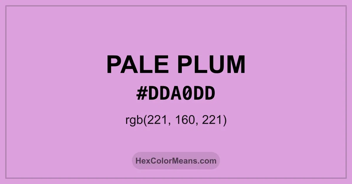 Clear image showing Pale Plum color swatch with hex value #DDA0DD and RGB value (221,160,221)