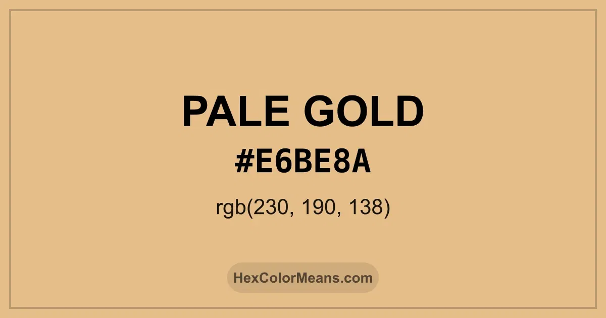 Clear image showing Pale Gold color swatch with hex value #E6BE8A and RGB value (230,190,138)