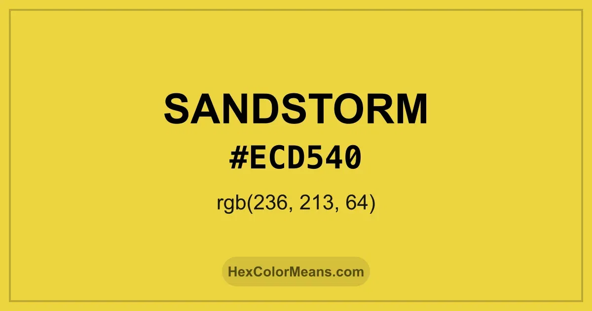 Clear image showing Sandstorm color swatch with hex value #ECD540 and RGB value (236,213,64)