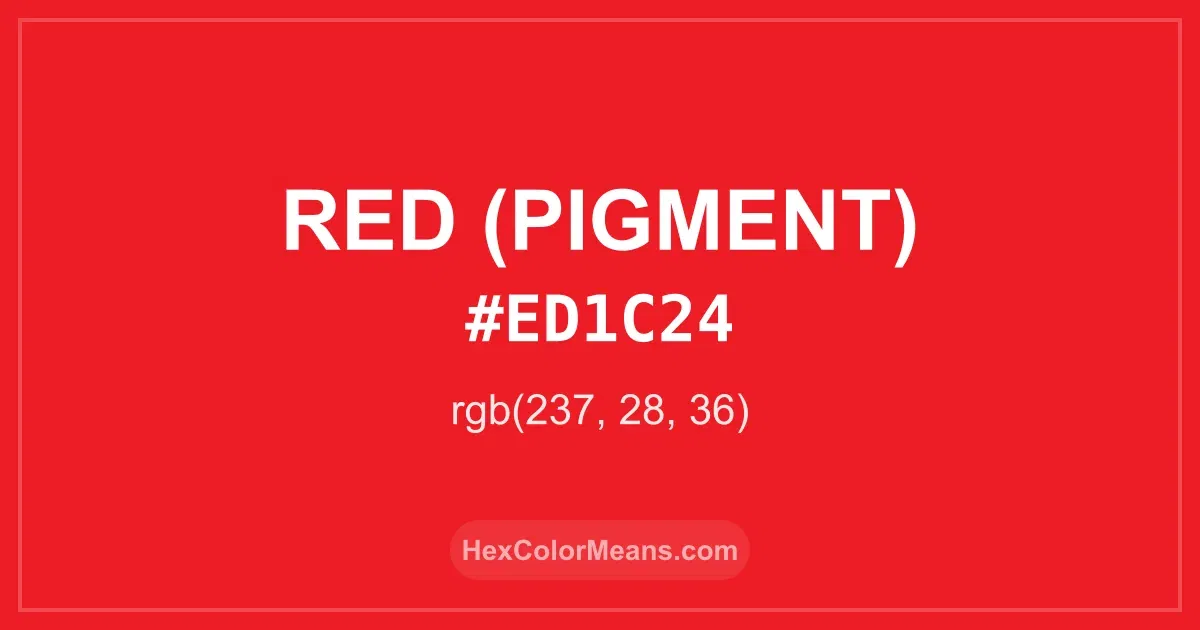 Clear image showing Red (Pigment) color swatch with hex value #ED1C24 and RGB value (237,28,36)
