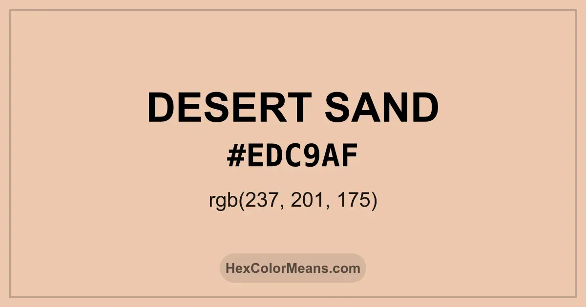 Clear image showing Desert Sand color swatch with hex value #EDC9AF and RGB value (237,201,175)