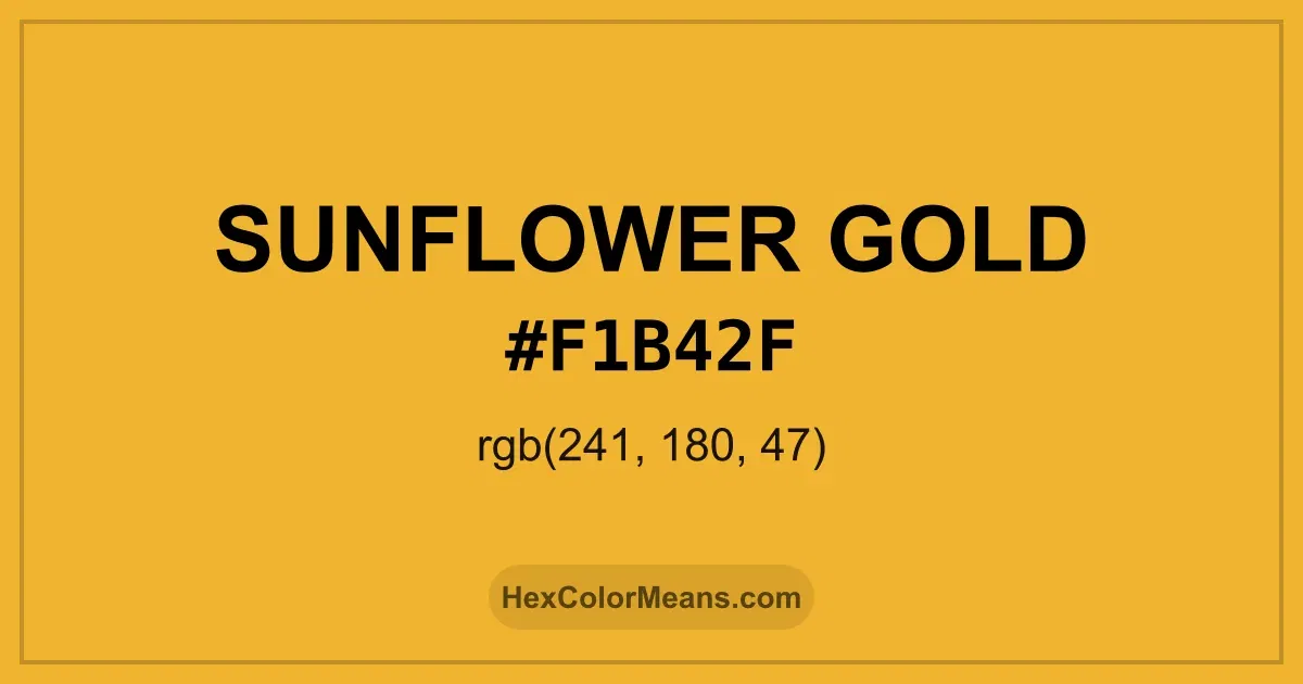 Clear image showing Sunflower Gold color swatch with hex value #F1B42F and RGB value (241,180,47)