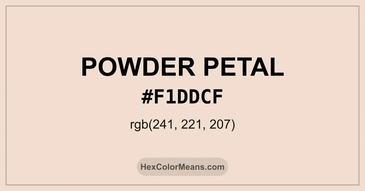 Clear image showing Powder Petal color swatch with hex value #F1DDCF and RGB value (241,221,207)