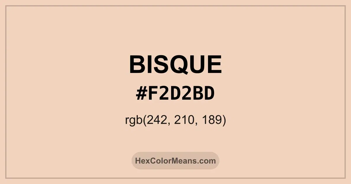 Clear image showing Bisque color swatch with hex value #F2D2BD and RGB value (242,210,189)