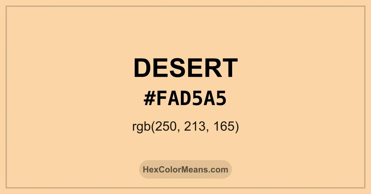 Clear image showing Desert color swatch with hex value #FAD5A5 and RGB value (250,213,165)