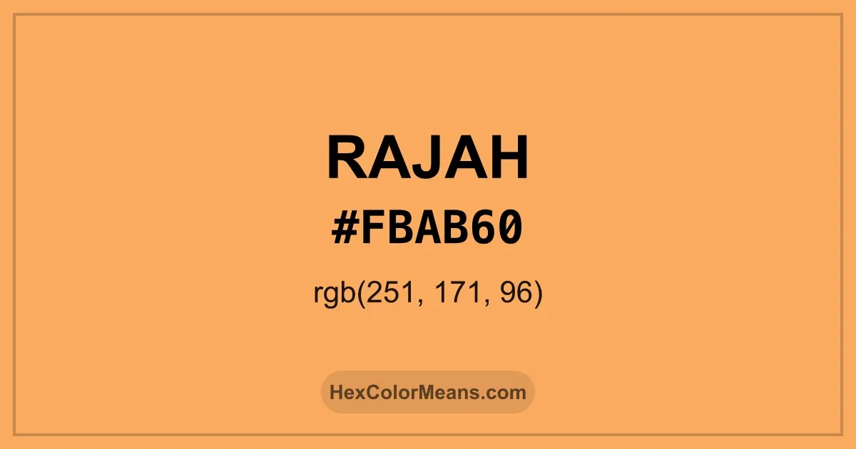 Clear image showing Rajah color swatch with hex value #FBAB60 and RGB value (251,171,96)