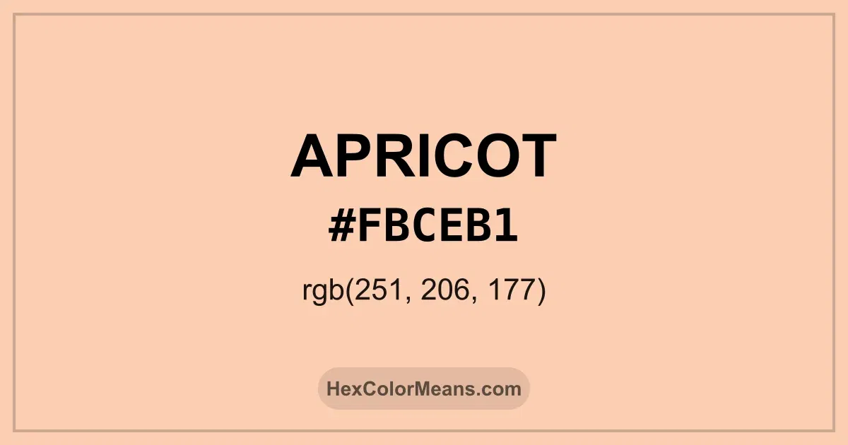 Clear image showing Apricot color swatch with hex value #FBCEB1 and RGB value (251,206,177)