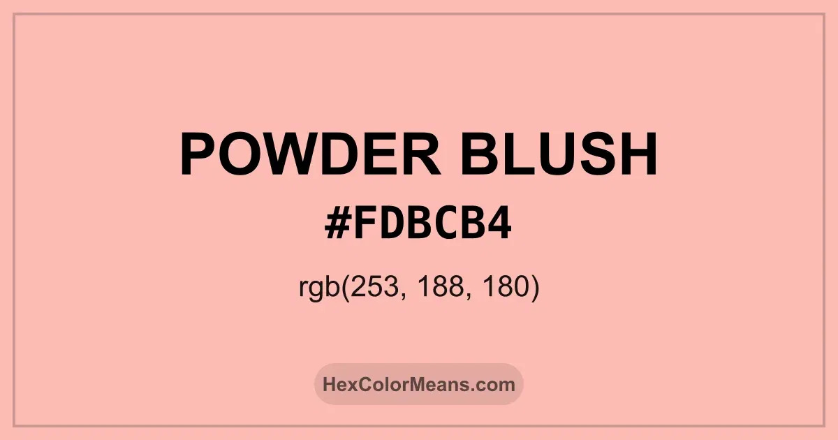 Clear image showing Powder Blush color swatch with hex value #FDBCB4 and RGB value (253,188,180)
