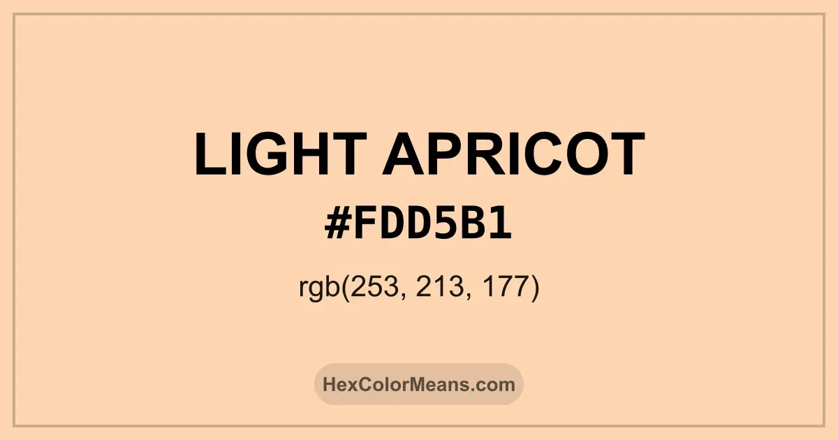 Clear image showing Light Apricot color swatch with hex value #FDD5B1 and RGB value (253,213,177)