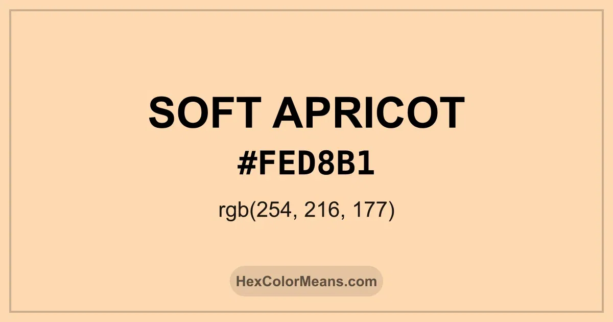 Clear image showing Soft Apricot color swatch with hex value #FED8B1 and RGB value (254,216,177)