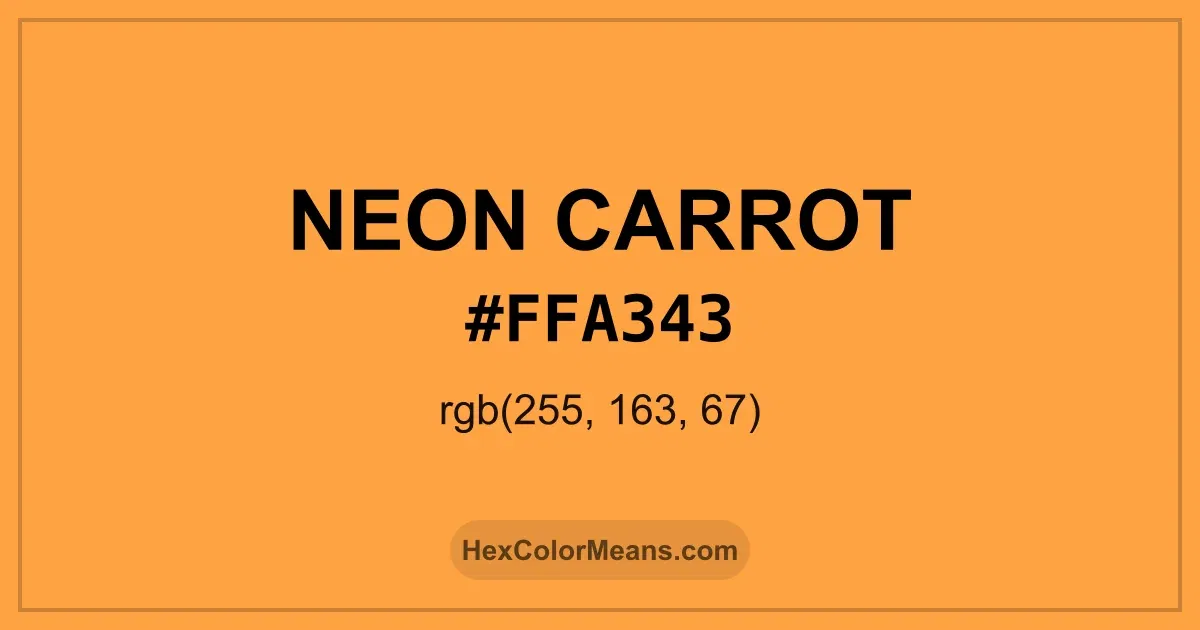 Clear image showing Neon Carrot color swatch with hex value #FFA343 and RGB value (255,163,67)