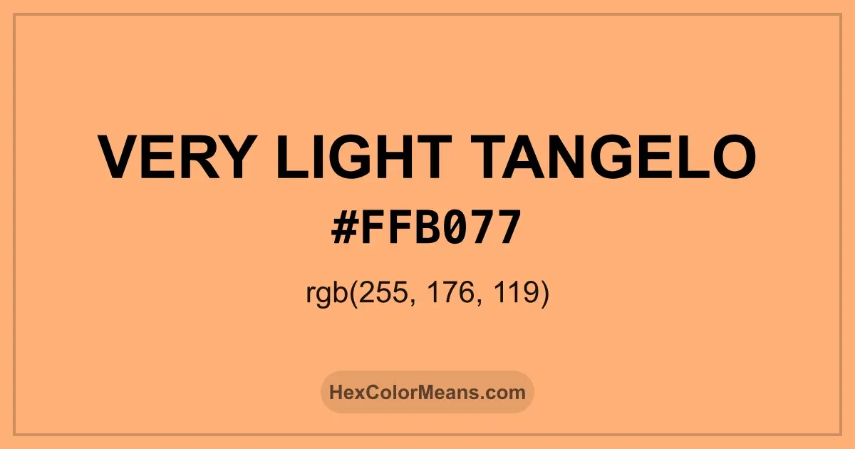 Clear image showing Very Light Tangelo color swatch with hex value #FFB077 and RGB value (255,176,119)