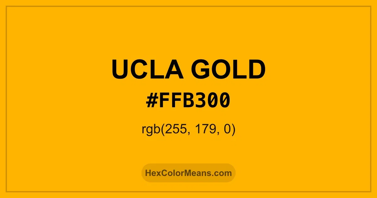 Clear image showing UCLA Gold color swatch with hex value #FFB300 and RGB value (255,179,0)