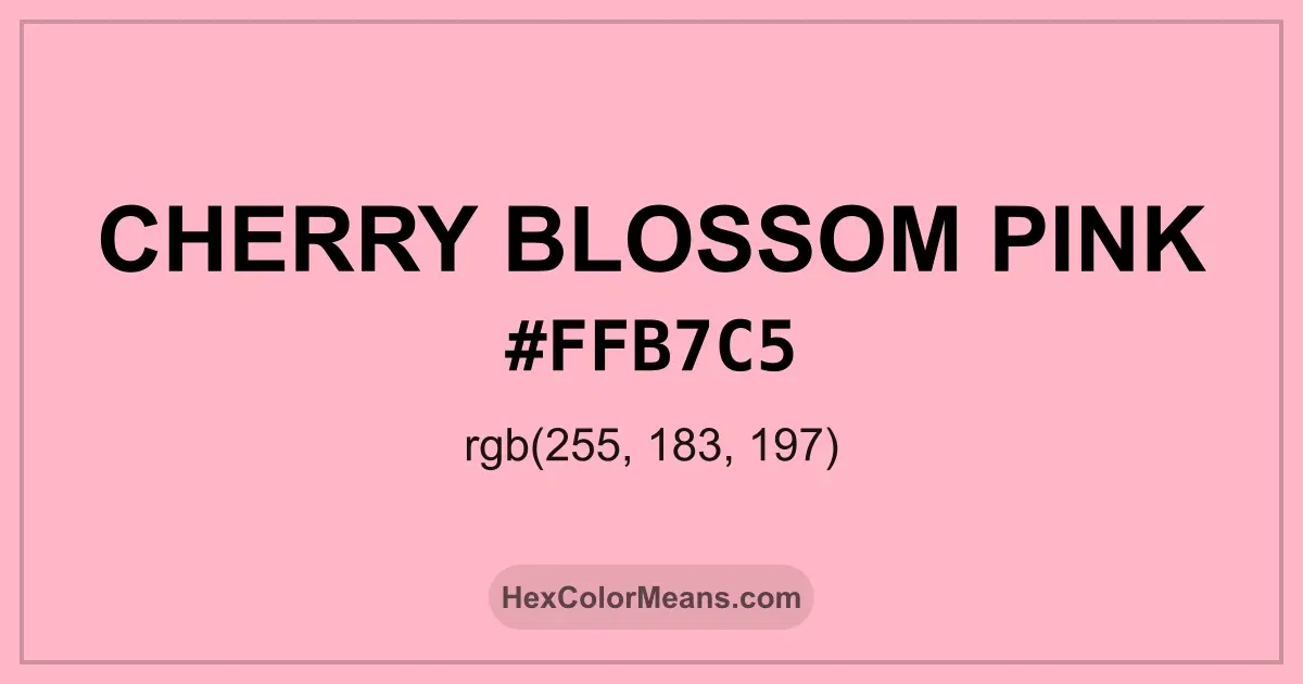 Clear image showing Cherry Blossom Pink color swatch with hex value #FFB7C5 and RGB value (255,183,197)