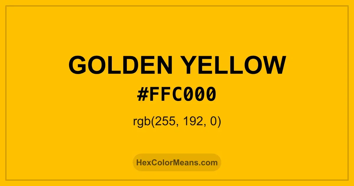 Clear image showing Golden Yellow color swatch with hex value #FFC000 and RGB value (255,192,0)