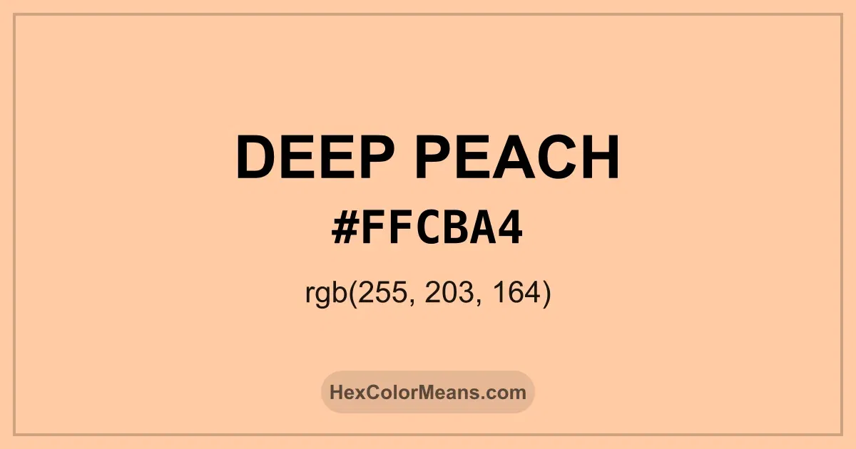Clear image showing Deep Peach color swatch with hex value #FFCBA4 and RGB value (255,203,164)