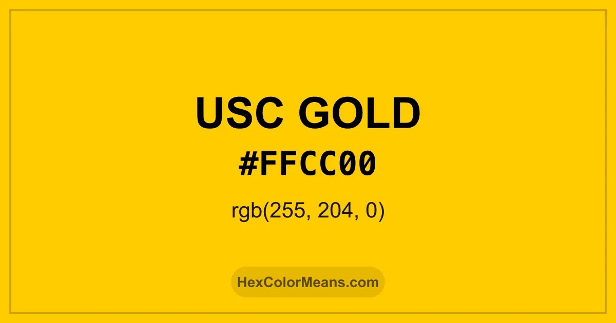 Clear image showing USC Gold color swatch with hex value #FFCC00 and RGB value (255,204,0)