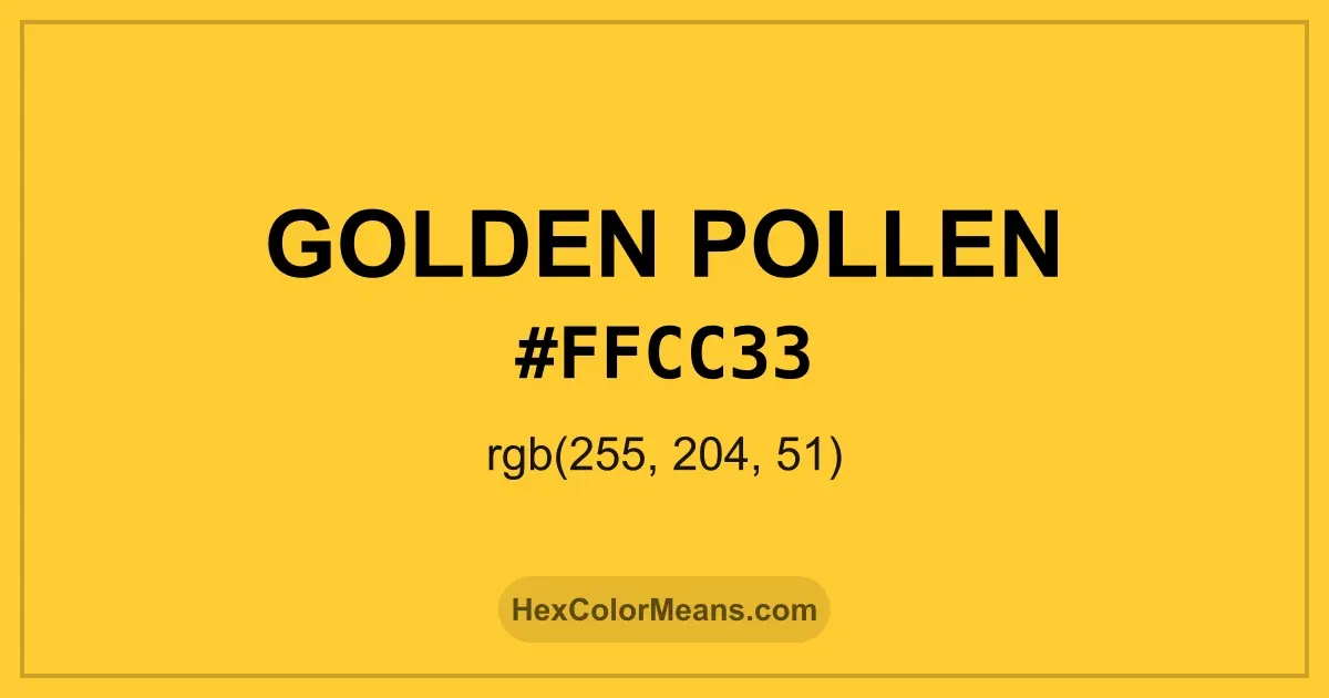 Clear image showing Golden Pollen color swatch with hex value #FFCC33 and RGB value (255,204,51)
